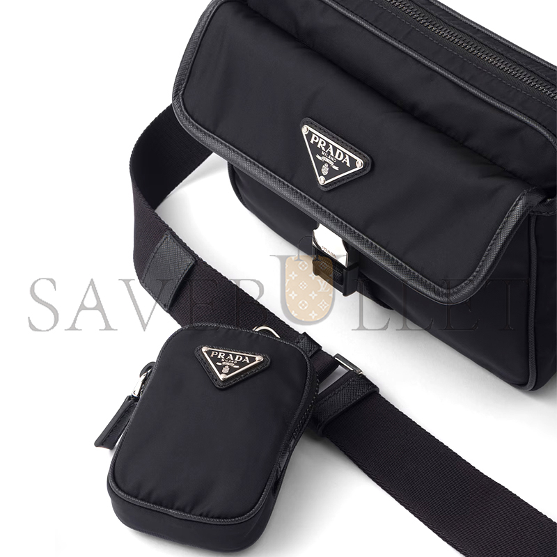 Pra*a re-nylon and saffiano leather shoulder bag 2vh133 (22*16*5cm)